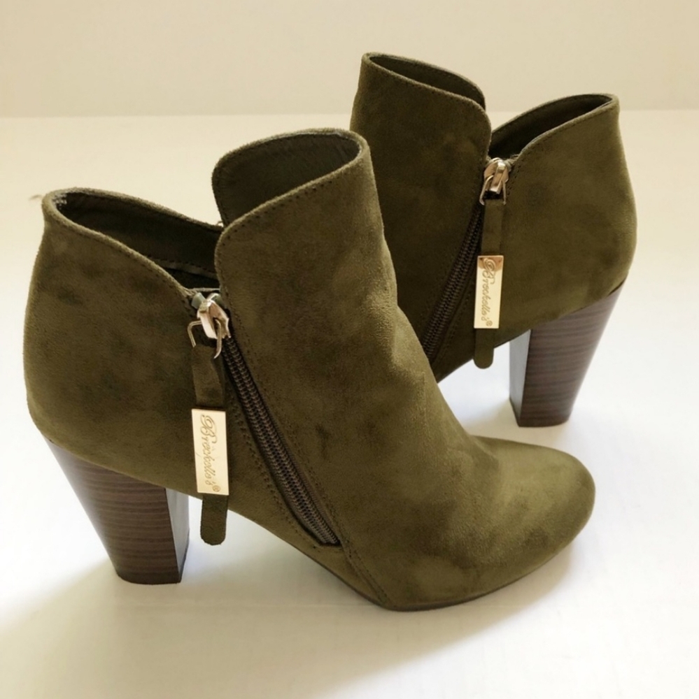 Olive Green Suede Ankle Boots